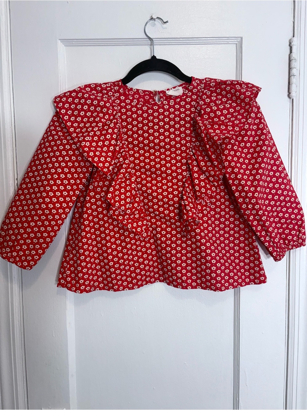 Crewcuts Red Floral Ruffle Blouse
